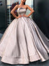 Glitter Strapless Ball Gown Satin Pleats Prom Dresses LBQ1678